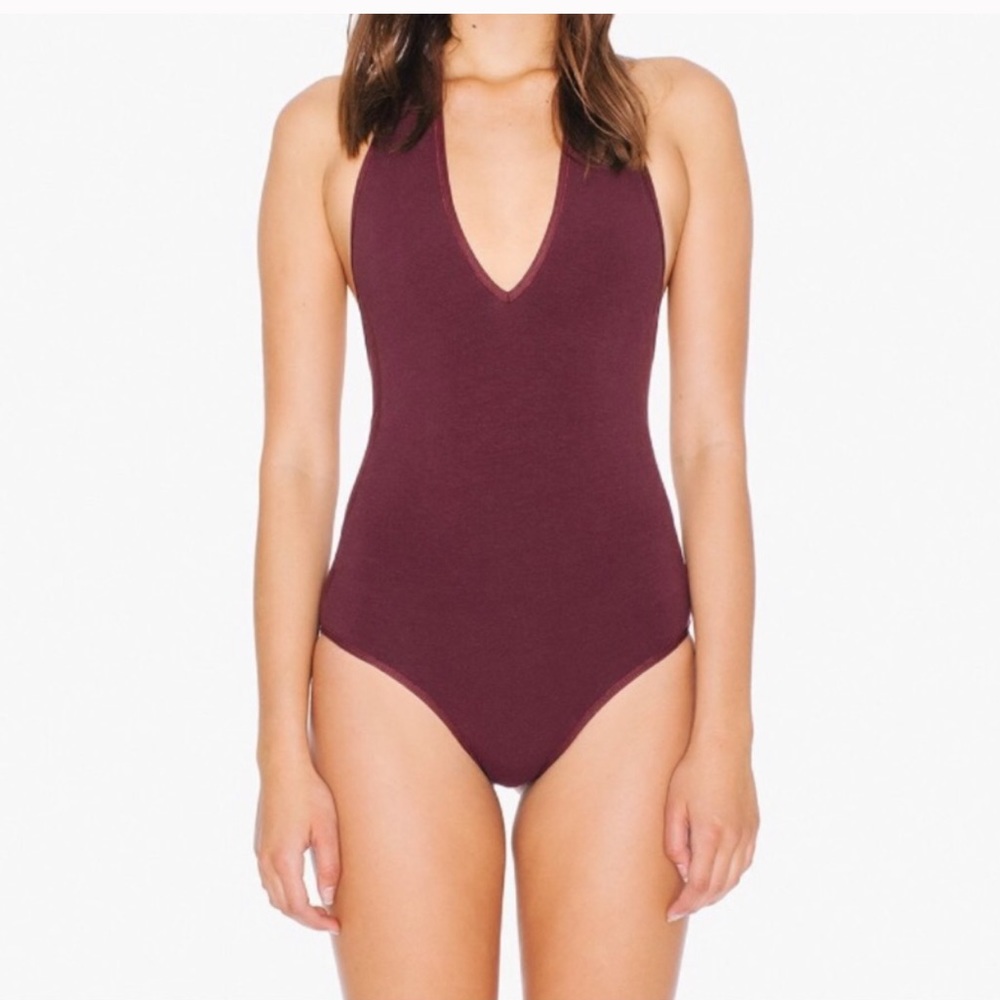 AMERICAN APPAREL COTTON SPANDEX HALTER LEOTARD